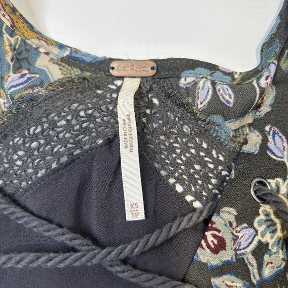 Free People Rain or Shine Paisley Mini Sun Dress Size XS Tunic Swing Boho Shift - Picture 4 of 11